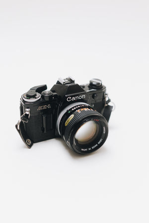 Black Canon Ae-1 with 50 F/1.4 FD lens