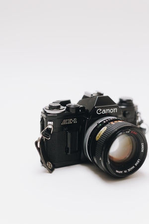 Black Canon Ae-1 with 50 F/1.4 FD lens