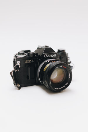 Black Canon Ae-1 with 50 F/1.4 FD lens