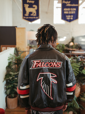 Large Carl Banks Genuine Leather NFL Atlanta Jacket