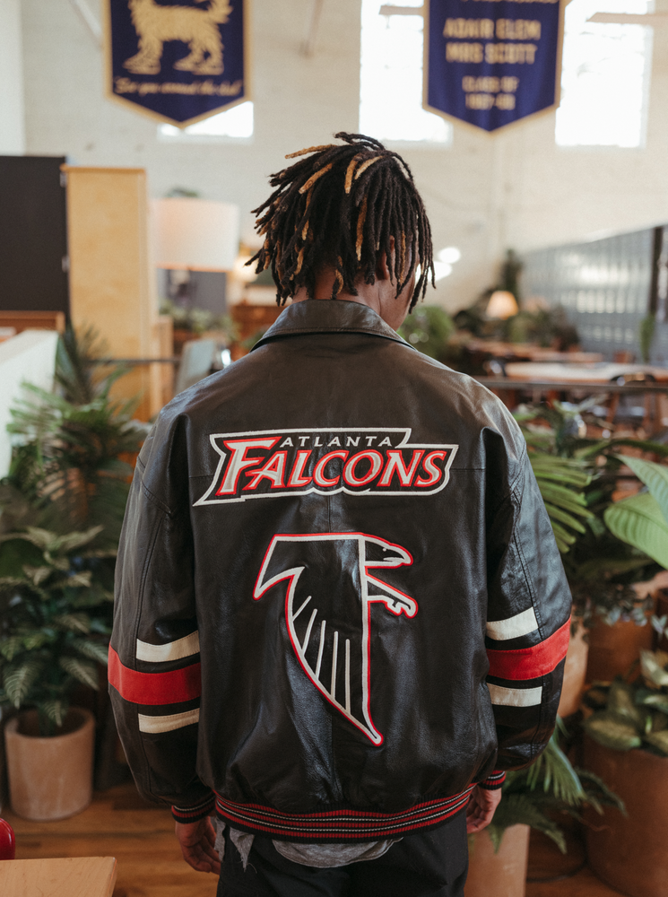 Large Carl Banks Genuine Leather NFL Atlanta Jacket