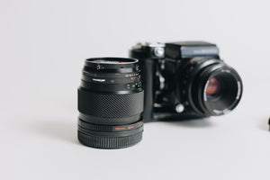 Bronica Zenza with two lenses 75mm F/2.8 and 150mm F/4 waistlevel viewfidner and prism viewfinder